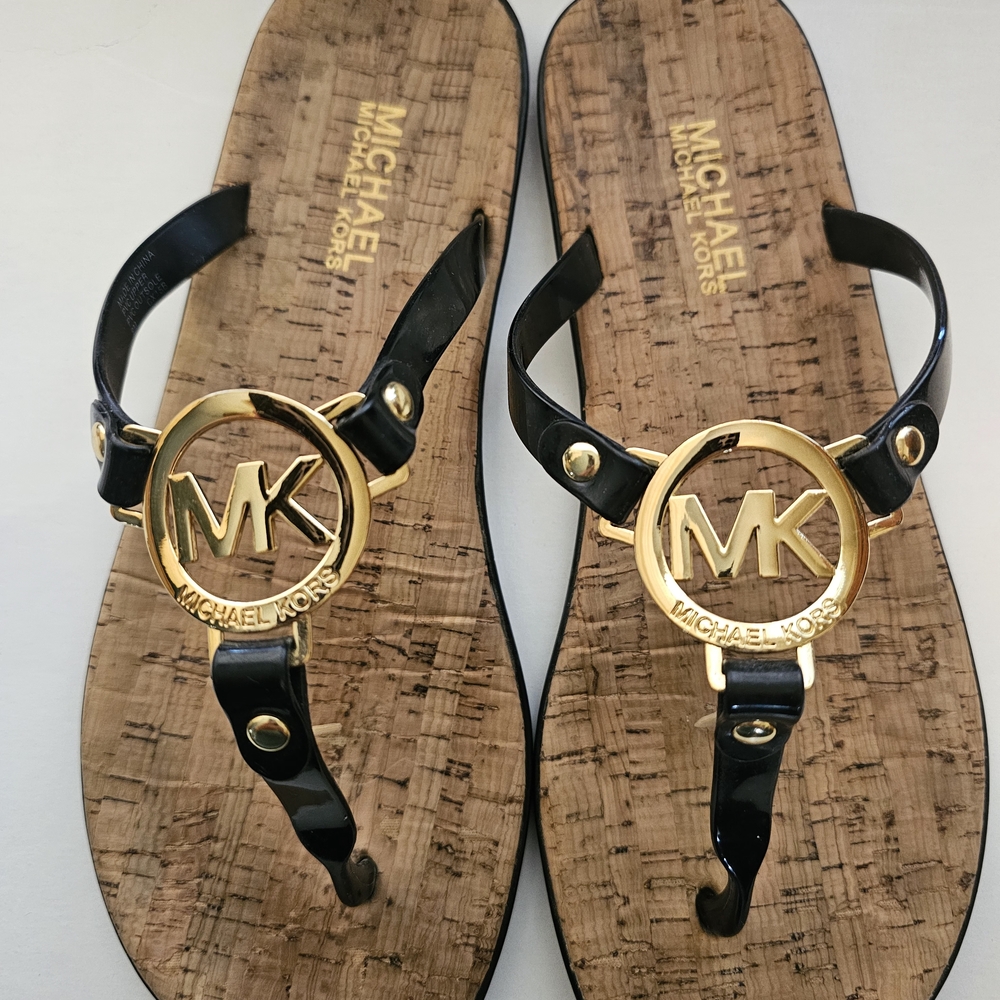 Michael Kors Black and Gold Sandals
